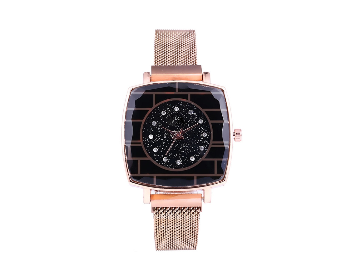 Reloj De Pulsera De Cuarzo Informal Para Mujer Con Brazalete De Malla De Oro Rosa.
