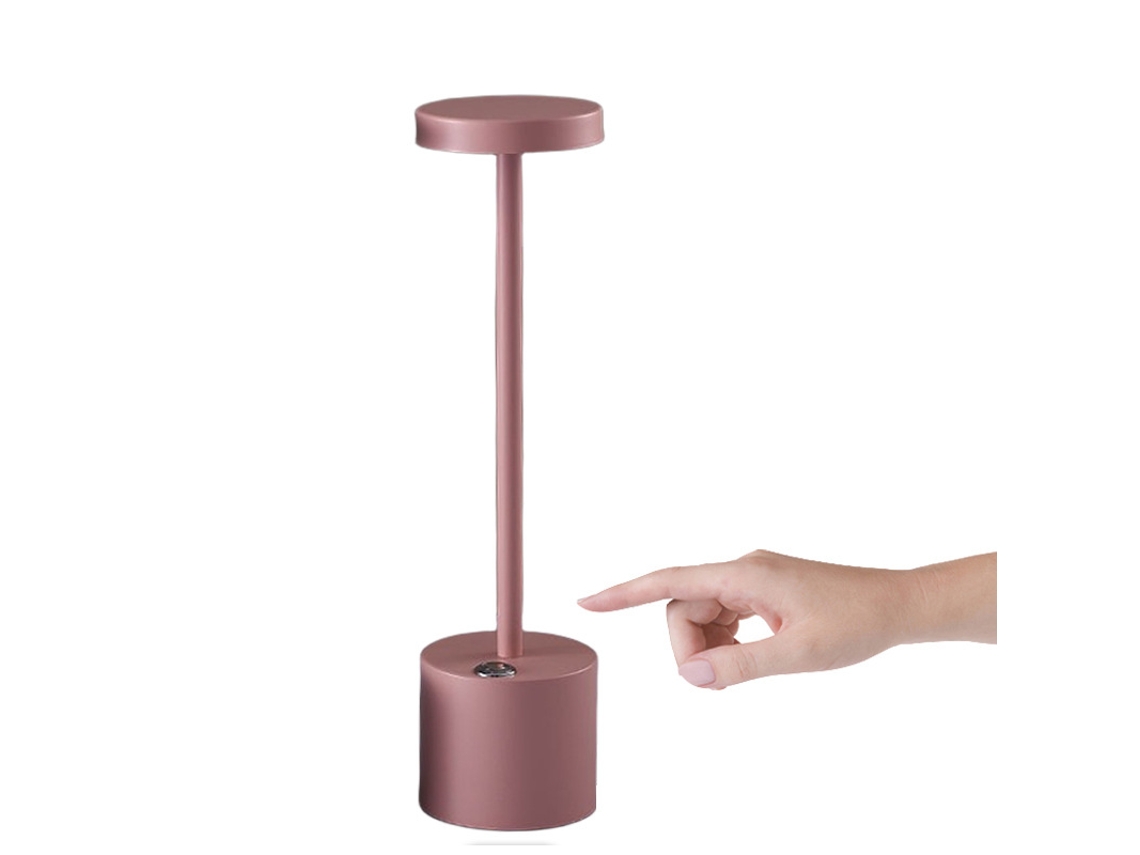Lámpara de mesa inalámbrica portátil con regulador de intensidad, recargable para patio/restaurante/uso exterior, rosa HEXINYIGJLY