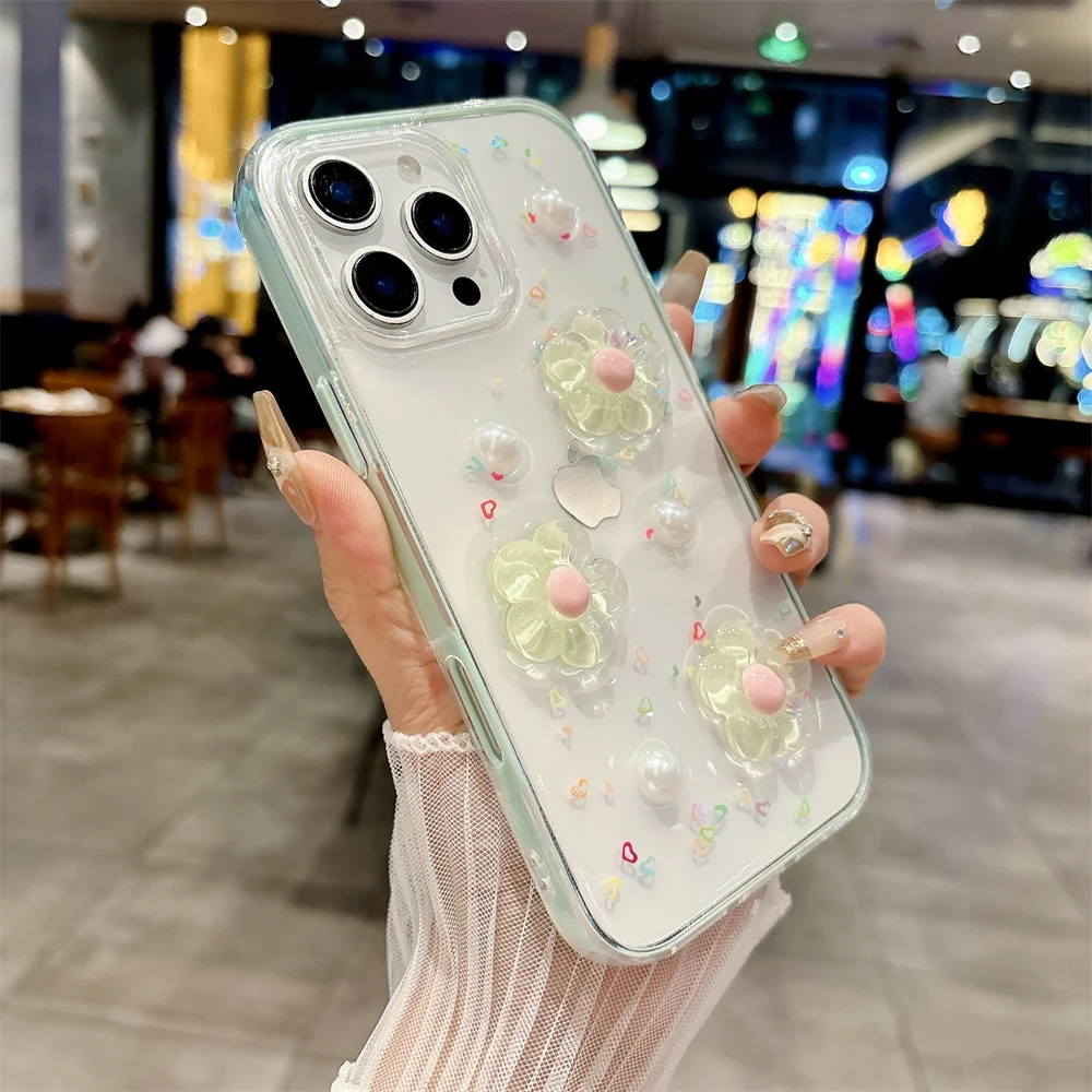 (iphone 14 Pro, Cian) Funda Para Teléfono Con Diseño De Flores 3d, Apta Para Iphone, Funda Protectora A Prueba De Golpes.