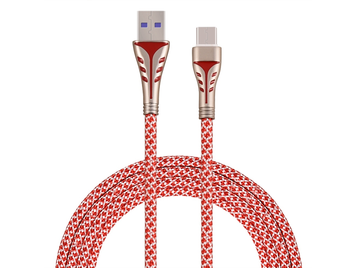2 Piezas Cable De Carga Y Datos De 1m Usb3.1 Type-c De Aleación De Zinc Trenzado Con Nailon Rojo