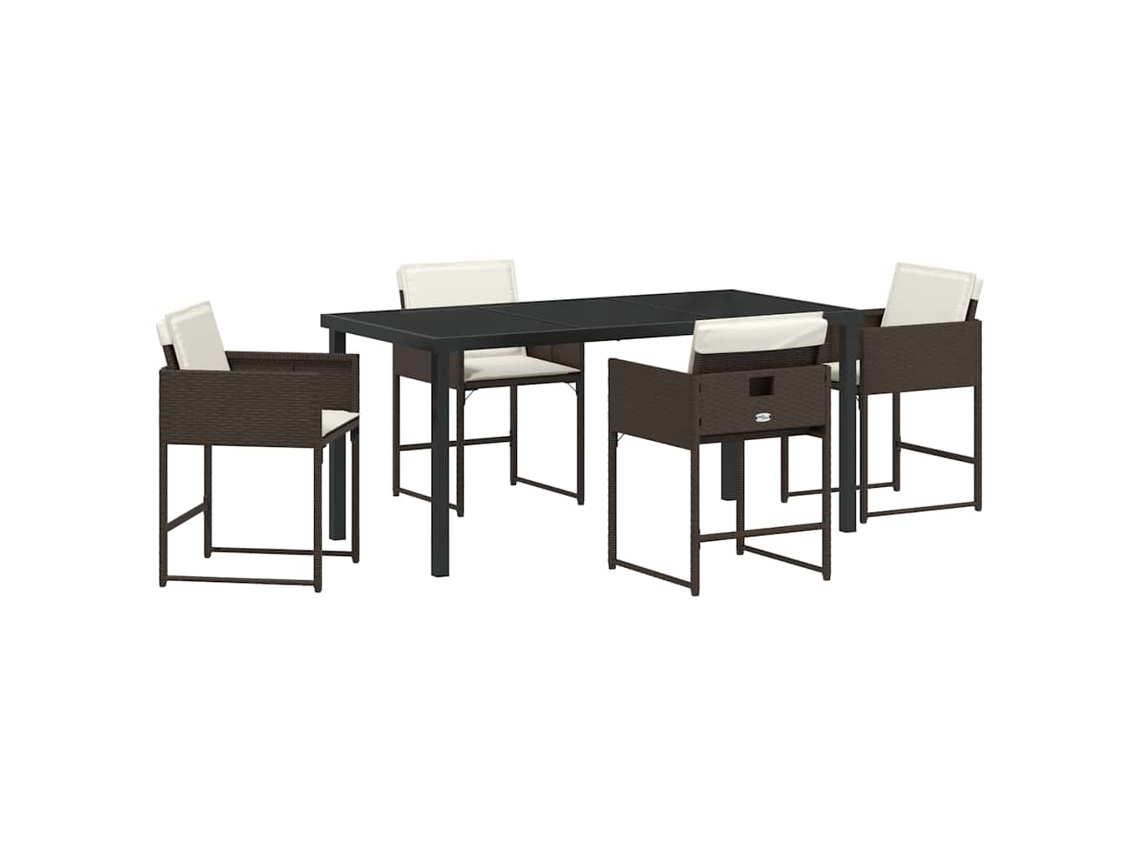 Juego de comedor de jardín Vidaxl de 5 piezas en mimbre marrón