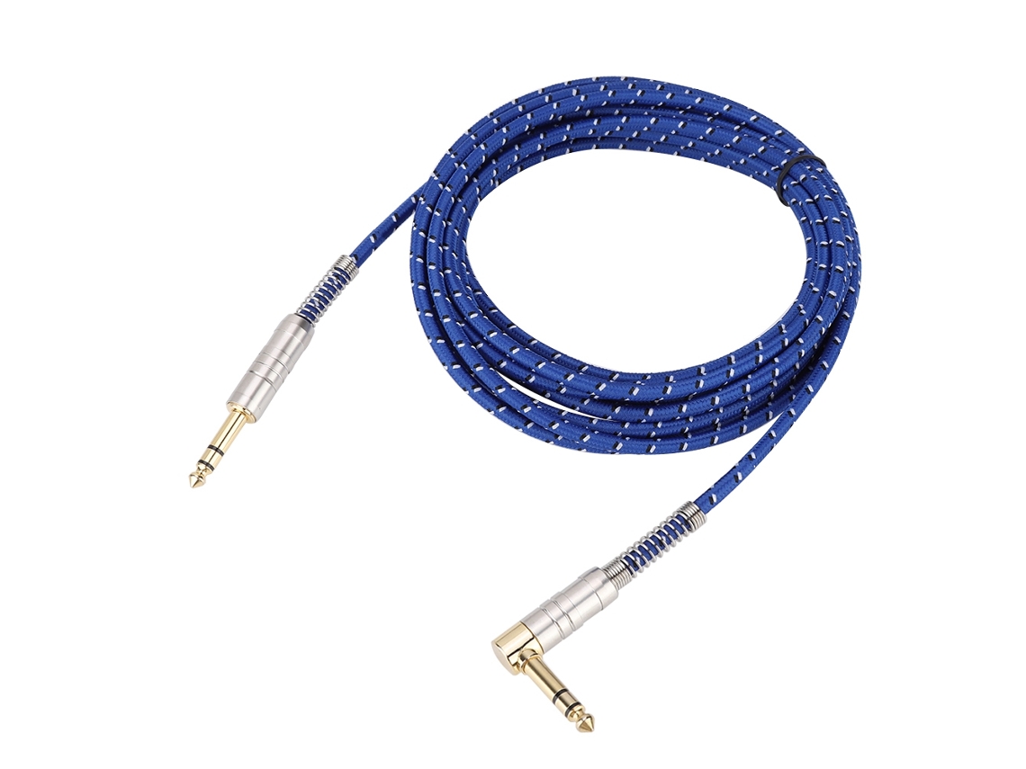 Cable De Audio Estéreo 6,35 Mm Macho A Macho Recto A Cabeza De Codo 5 M