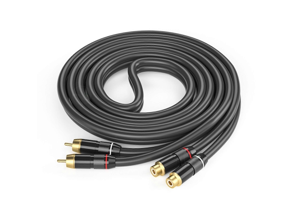 Cable alargador LALAMOLI de 2 RCA macho a hembra chapado en oro