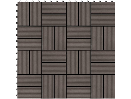 vidaXL Baldosas para porche de WPC 30x30 cm 1 m² marrón oscuro 11 uds