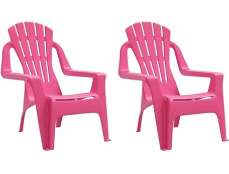 Conjunto 2 Sillas de jardín niños VIDAXL aspecto madera PP rosa (37x34x44 cm)