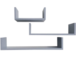 Estantería PEJECAR 3 Piezas (Gris - Madera de Piño - 12x30/45/60x15 cm)