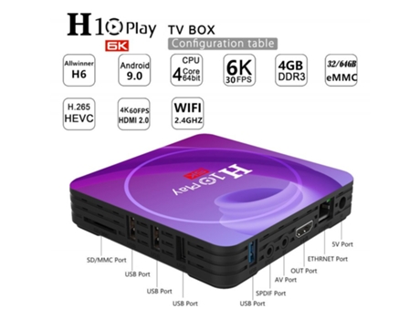 Box Smart Tv Allwinner H10 Hd Network Player para Android 9.0 Enchufe europeo