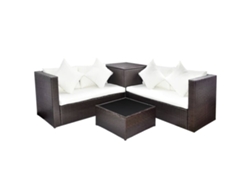 Conjunto 4 muebles de jardín VIDAXL y cojines ratán sintético marrón