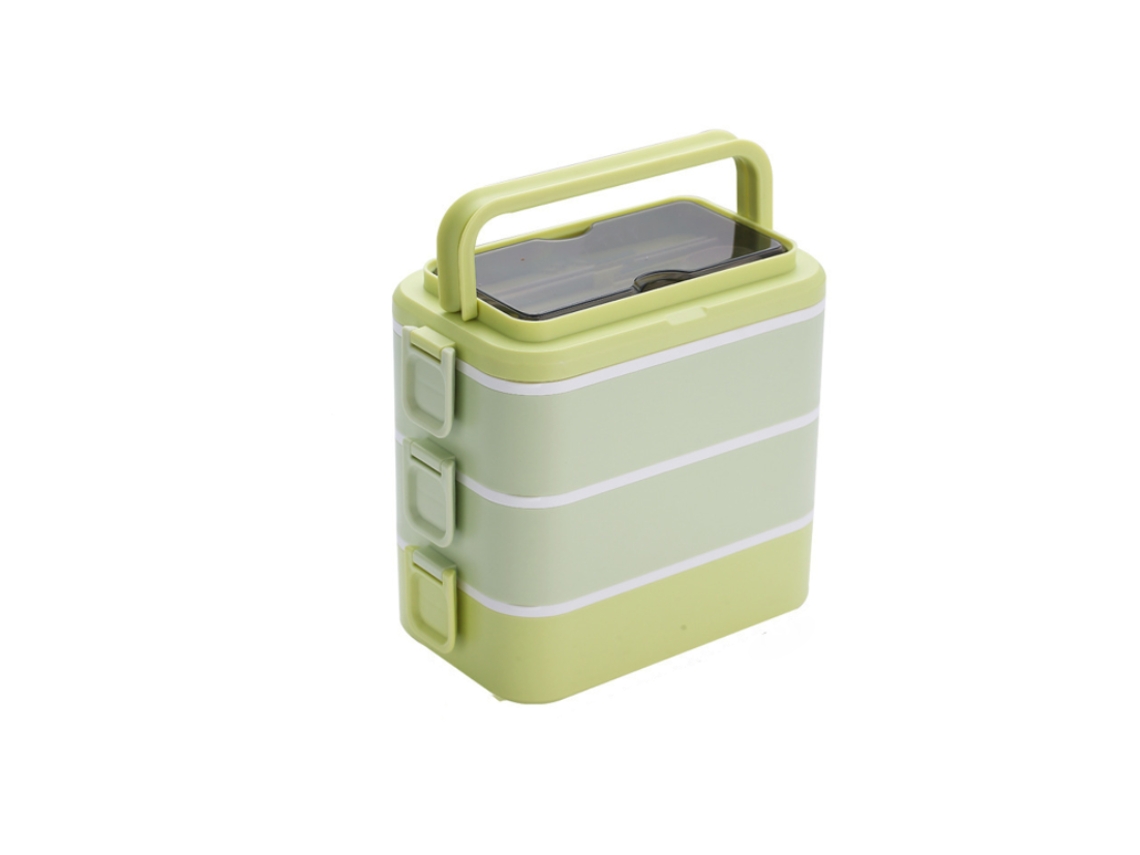 Fiambrera Apilable Bento Box Para Adultos, 3000 Ml, Gran Capacidad, Portátil, 3 Capas, A Prueba De Fugas, Apta Para Microondas, Color Verde