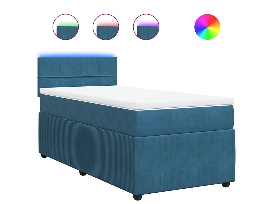 Maison Exclusive - Cama Box Spring Con Colchón Terciopelo Azul 100x200 Cm