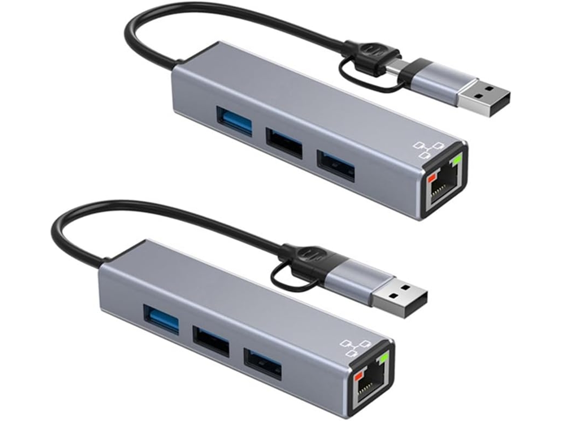 Adaptador Ethernet Usb C/usb A De 1000 Mbps Rj45 Plug And Play