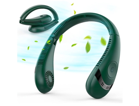 Ventilador de cuello portátil Ventilador de cuello plegable sin aspas Batería recargable mejorada de 5000 Mah Verde BISBISOUS