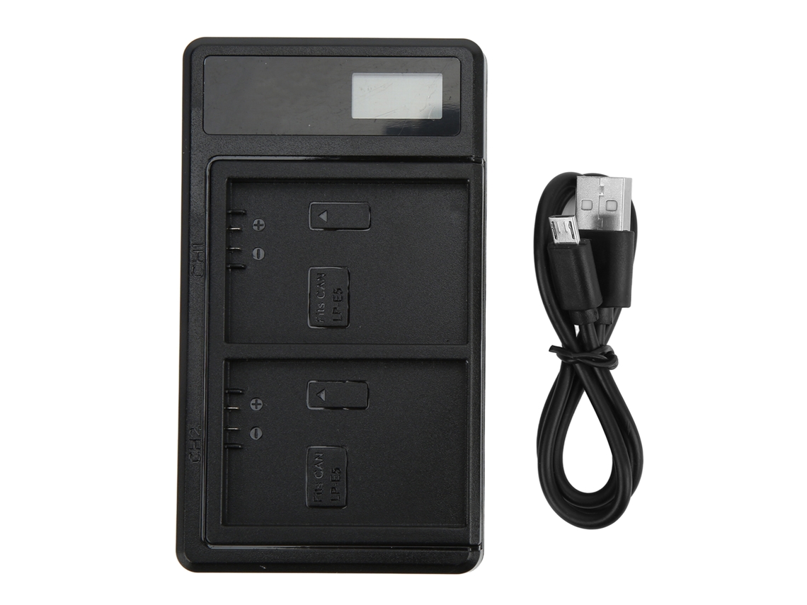 Cargador Duplo Usb Inteligente Para Bateria Lp E5 Com Tela Lcd Câmera