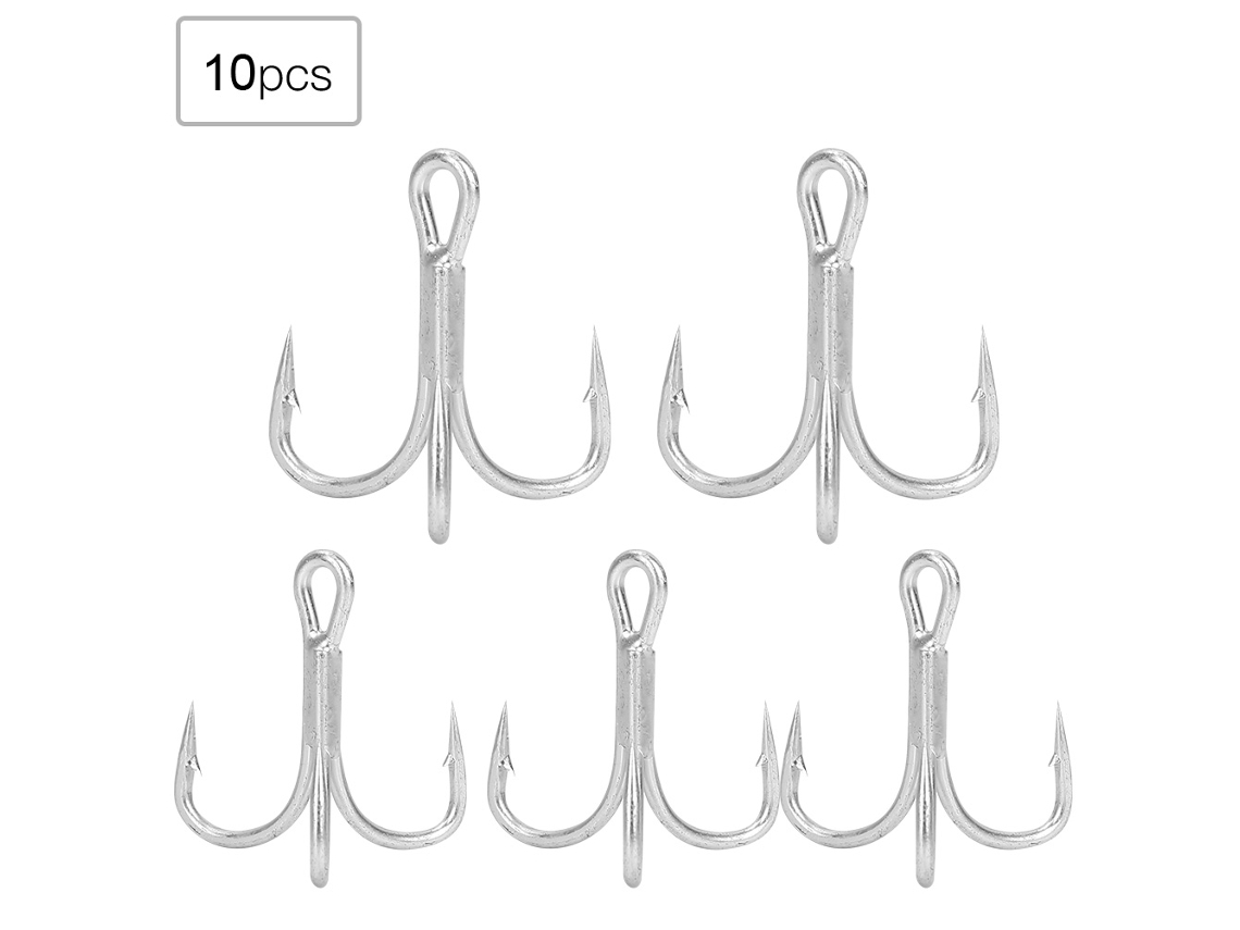 Anclas De Pesca Triples Afiladas Con Púa De Metal De Alta Resistencia Anclas Para Peces (10pcs*1/0)