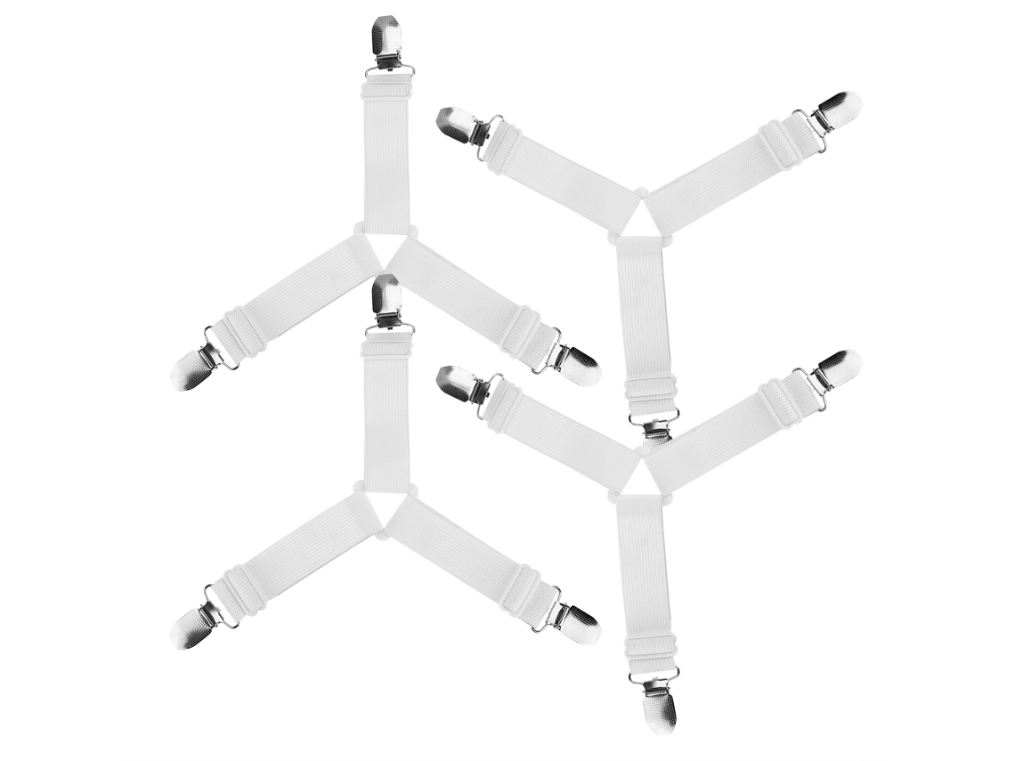 4 Clips De Sujeción Ajustables Triangulares Para Sábanas, Color Blanco.