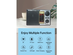 Radio De Emergencia (altavoz Bluetooth, Carga Solar, Linterna Con Manivela)