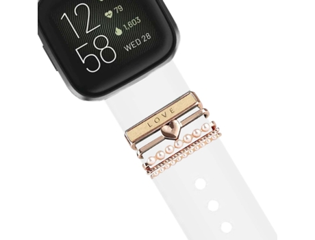 Correa Fitbit Versa 2 Pulsera con Adorno Love Blanco