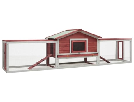 vidaXL Conejera de madera maciza de pino y abeto rojo 310x70x87 cm