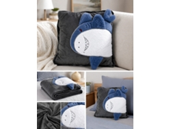 Almohada Manta Tiburón Gris Oscuro Peluche 38x38cm