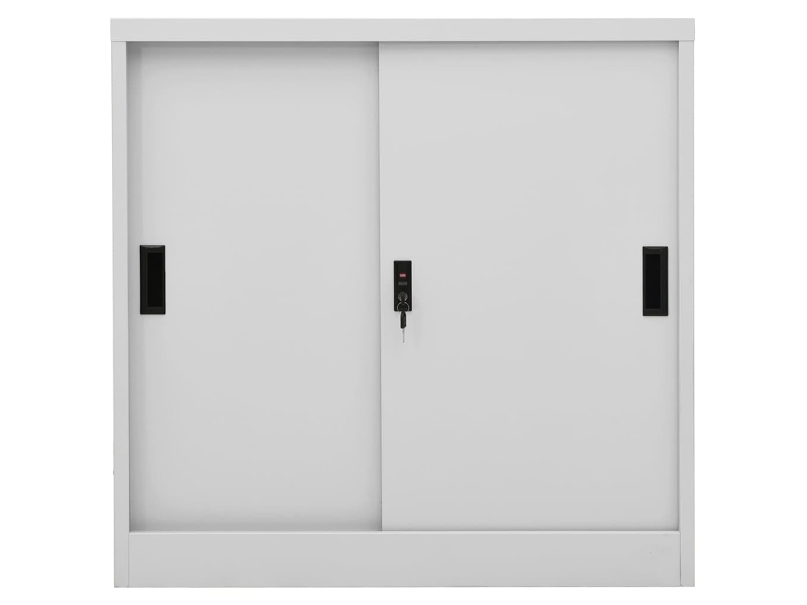 Armario de oficina con puerta corredera, 90x40x90 cm, acero gris claro, MAISON EXCLUSIVE