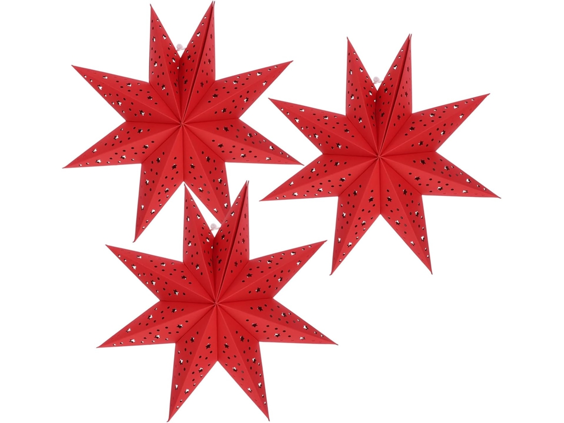 Juego De 3 Estrellas De Papel Navideñas Para Faroles Y Lámparas, Decoración Colgante.