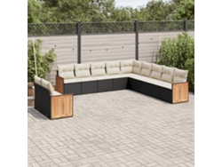 Conjunto de sofás de jardín de 11 piezas DKD Home Decor con cojines de mimbre negros