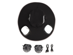 Sombrero De Sol Negro Para Hombre Con 2 Ventiladores Solares, 3 Velocidades Ajustables, Protección Solar Upf50, Ideal Para Aventuras.