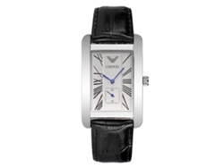 Reloj De Pulsera De Cuarzo Para Hombre De Estilo Casual Con Correa Rectangular De Piel Sintética Blanca.