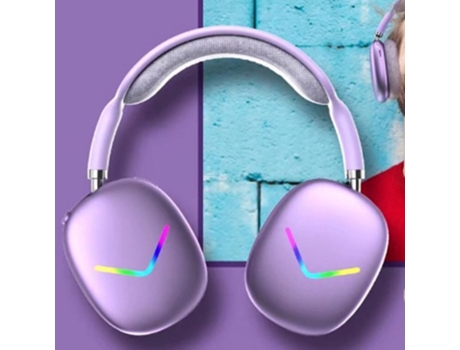 Auriculares Inalámbrico con cable Montado Led Luminoso Teléfono móvil Computadora universal para juegos Púrpura