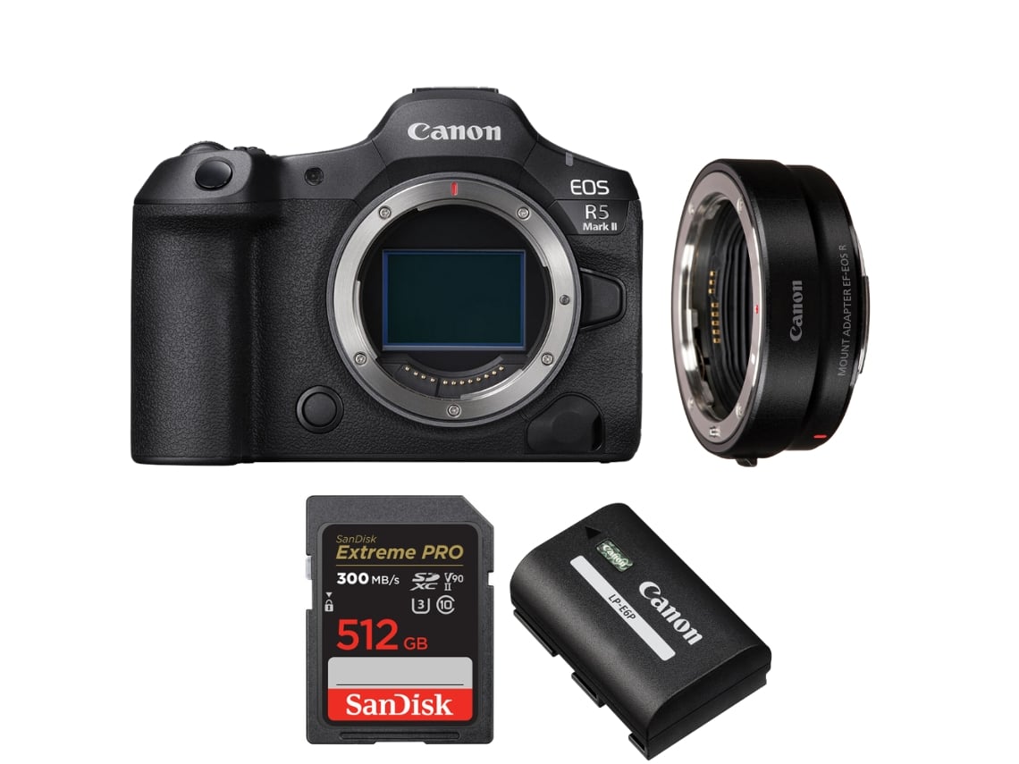 Canon Eos R5 Mark Ii + Ef-eos R + 1 Sandisk 512gb Uhs-ii 300mb/s + 1 Canon Lp-e6p + Ebook “20 Consejos Para Fotos Que Impactan”