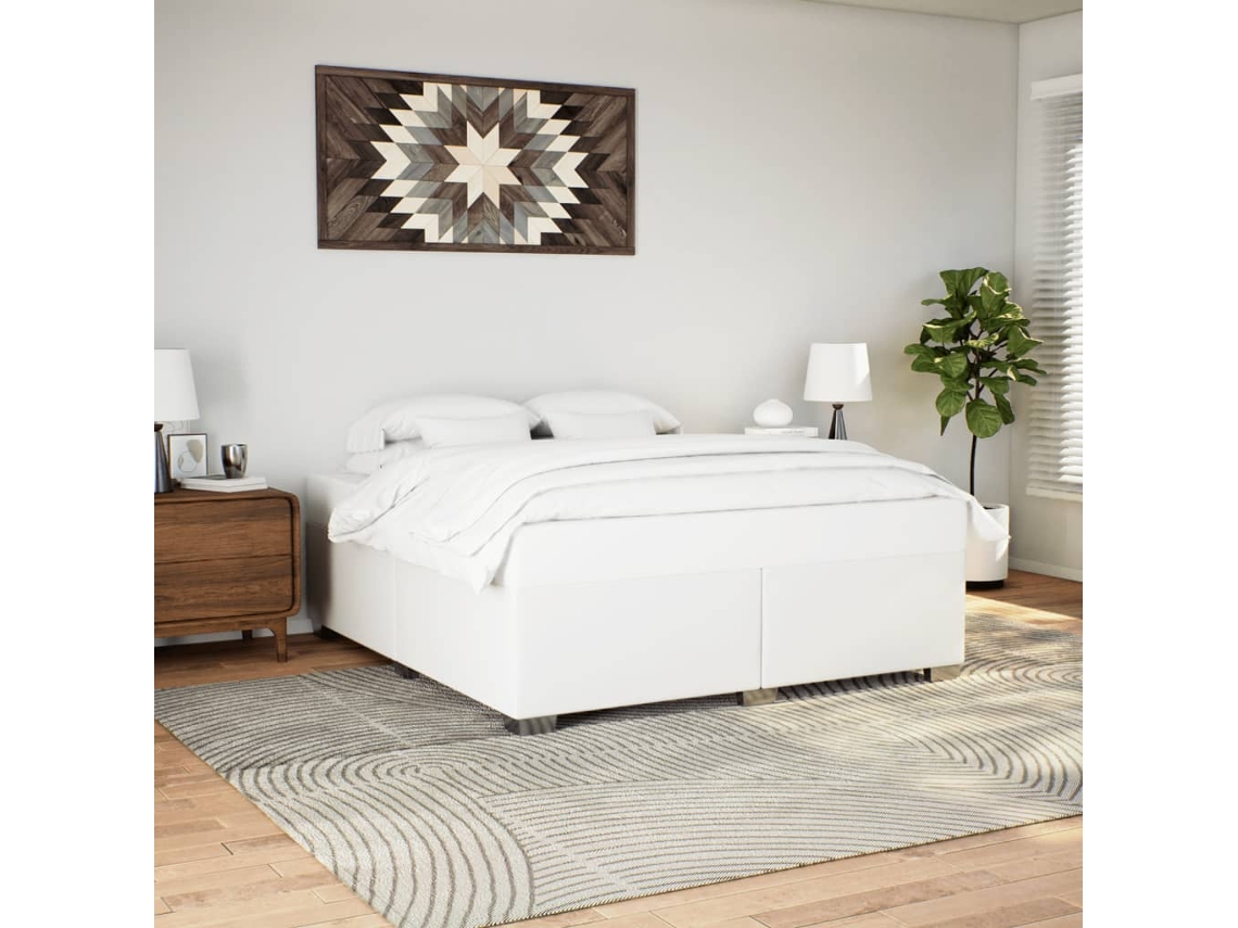 Estructura De Cama Sin Colchón Cuero Sintético Blanco 180x200cm