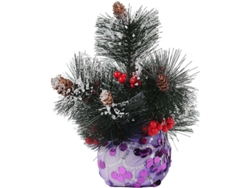 Árvore de Natal Artificial Mini 20 Cm Agulhas de Pinheiro Base de Tela Roxa para Mesa