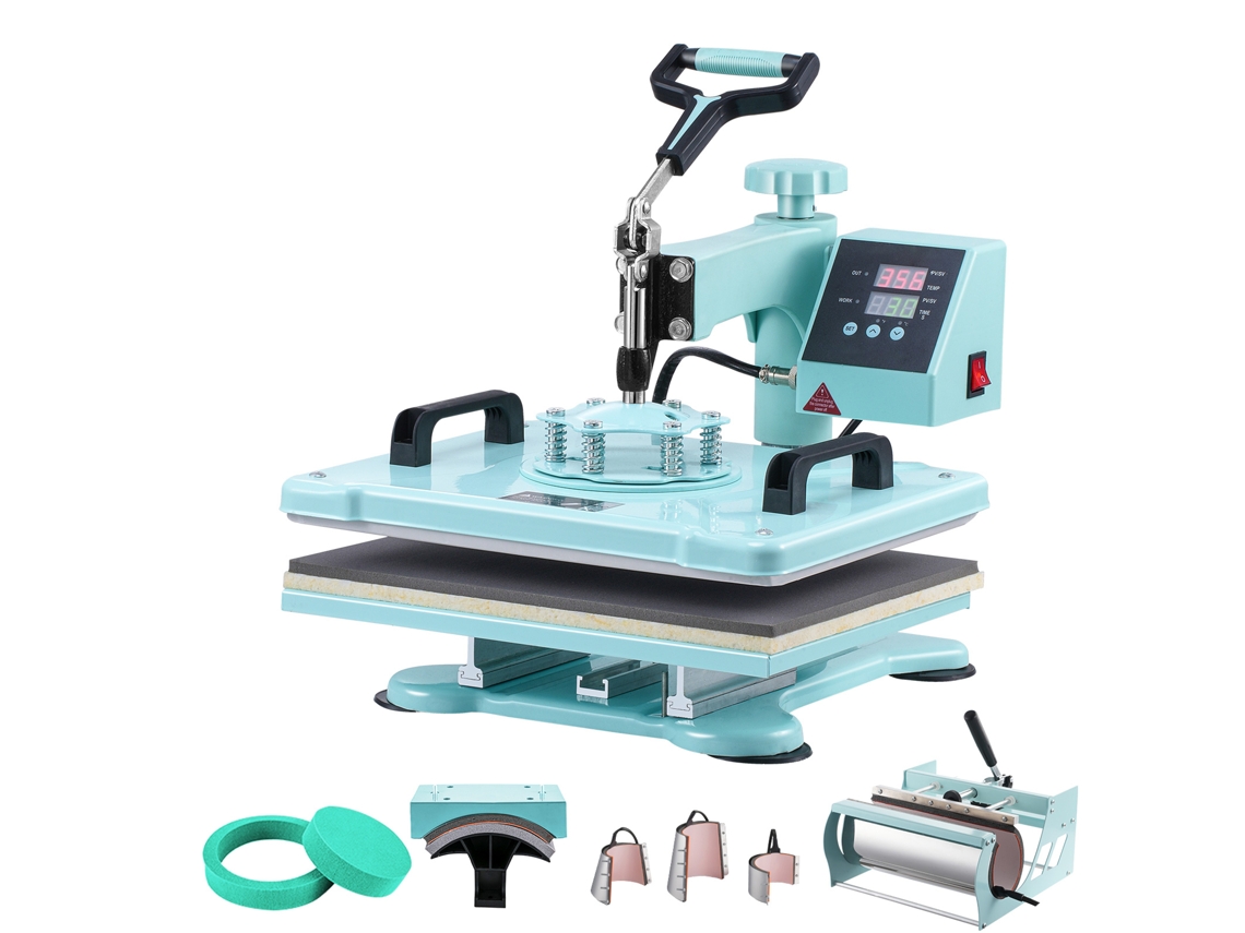 Prensa térmica Succebuy 8 en 1 de 300 x 380 mm para camisetas, color verde