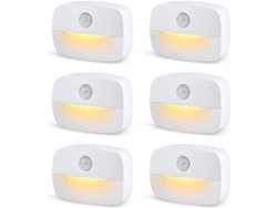 6 Luces Nocturnas Led Blancas Cálidas Con Detector De Movimiento, Lámpara De Noche Con Regalo, 3 M