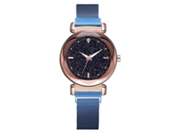 Reloj De Pulsera De Cuarzo Informal Para Mujer Con Correa Redonda De Aleación Azul.