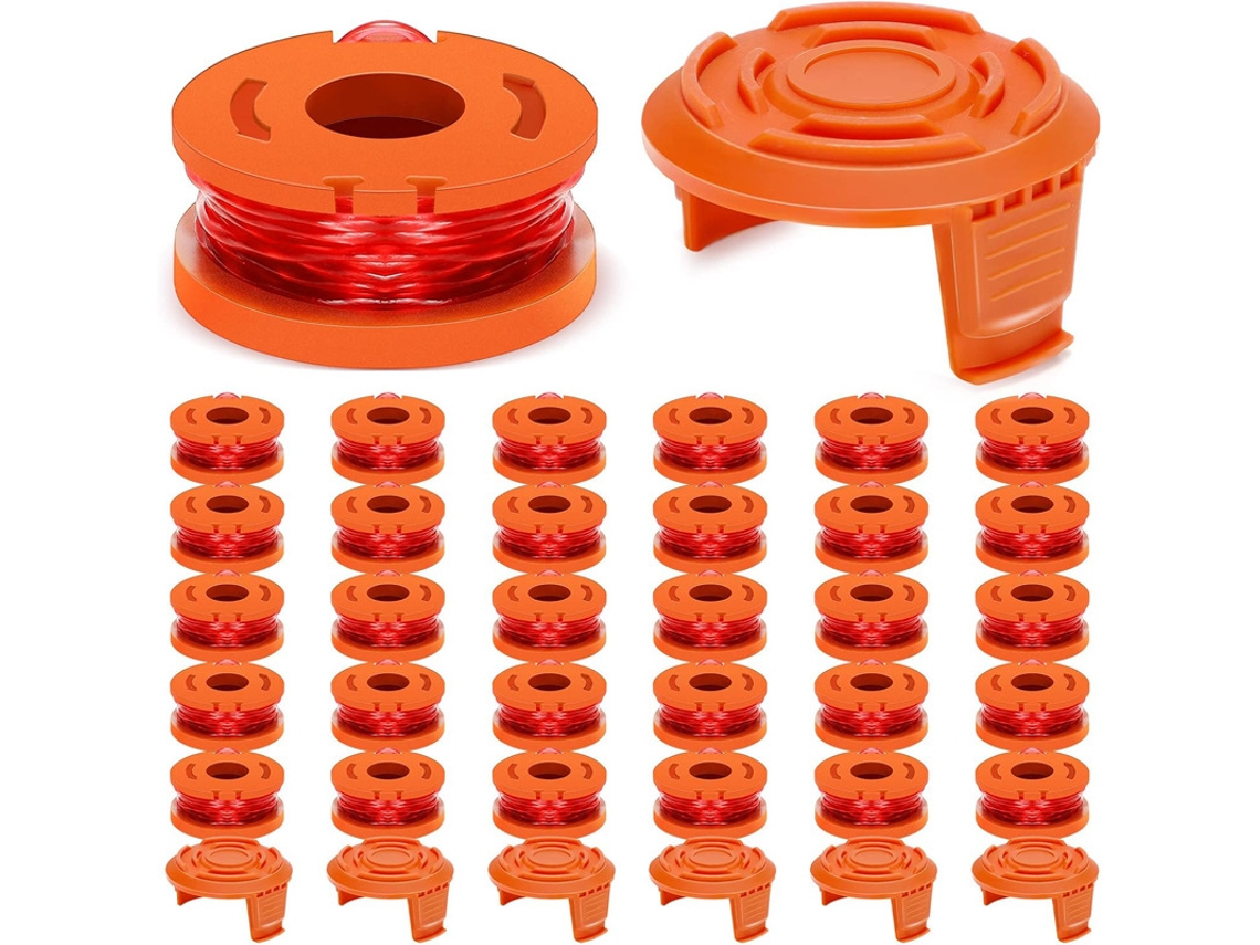 Paquete De 30 Carretes De Hilo Con 6 Tapas Para Desbrozadora Worx Wa0010 Henten Home