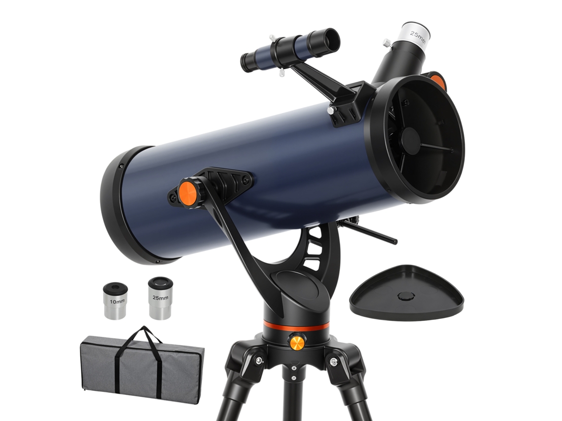 Telescopio Reflector Astronómico De 114 Mm Para Principiantes, Trípode Y Bolsa De Transporte.