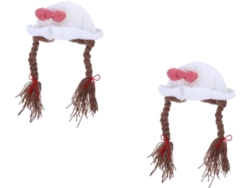 Conjunto de 2 gorros de punto trenzado para niñas, elegantes y cálidos, de lana blanca.