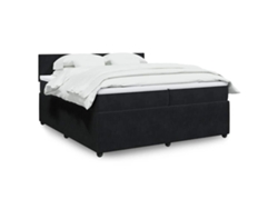 Cama Box Spring Con Colchón Terciopelo Negro 200x200 Cm