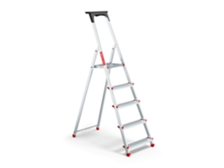 Escalera Doméstica De Aluminio, 5 Peldaños, Plegable, Con Estante, Capacidad De Carga 125 Kg, Baulich