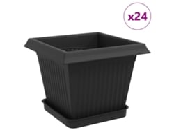 Macetas Vidaxl para plantas, 24 unidades, negras, 20 x 20 x 16 cm, plástico.