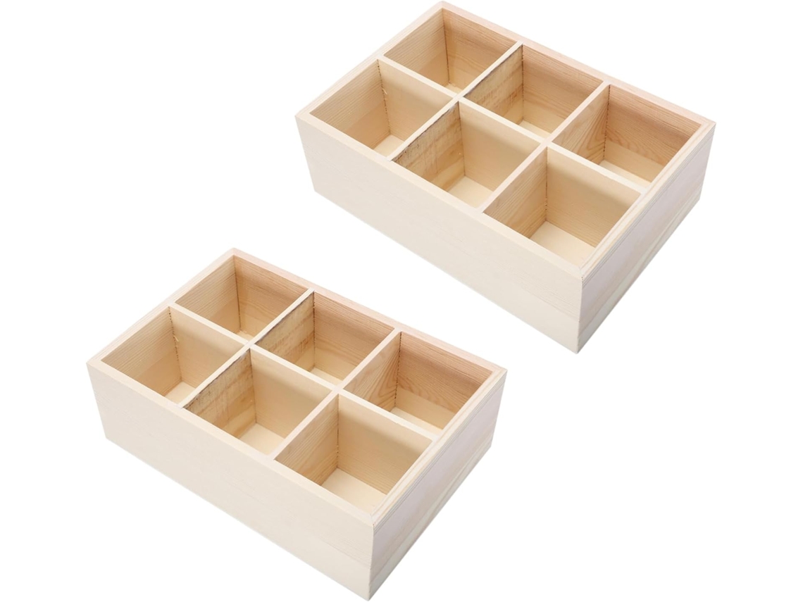 Juego De 2 Organizadores De Escritorio De Madera Con Prácticos Compartimentos Y Resistente Caja De Almacenamiento.