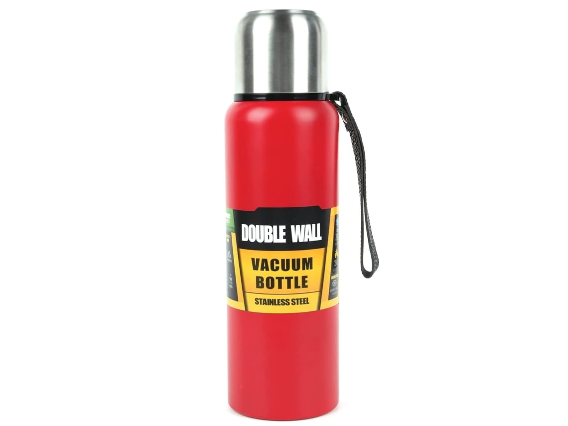 Botella térmica de acero inoxidable 18/8 con aislamiento al vacío de 1000 ml, libre de BPA, color rojo Gusshious