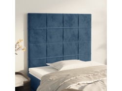 Cabeceros 2 Unidades De Terciopelo Azul Oscuro 100x5x78/88 Cm