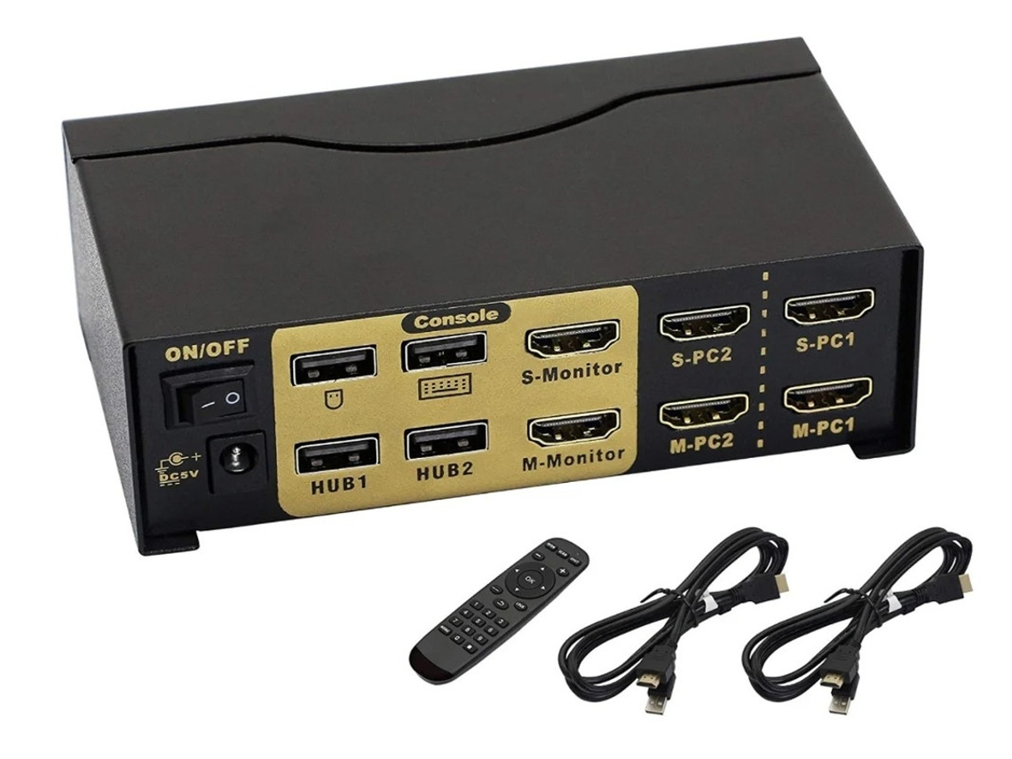 Conmutador KVM HDMI de doble pantalla Bestvite, color negro