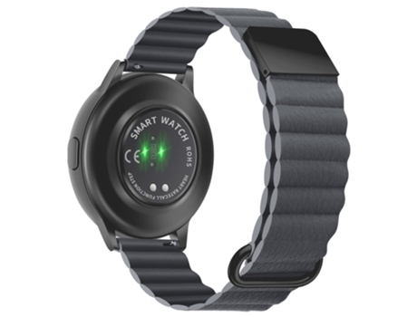 Correa de piel auténtica 20mm magnético para Samsung Galaxy Watch 5 Pro 45mm/Amazfit Bip3 Pro - negro/gris