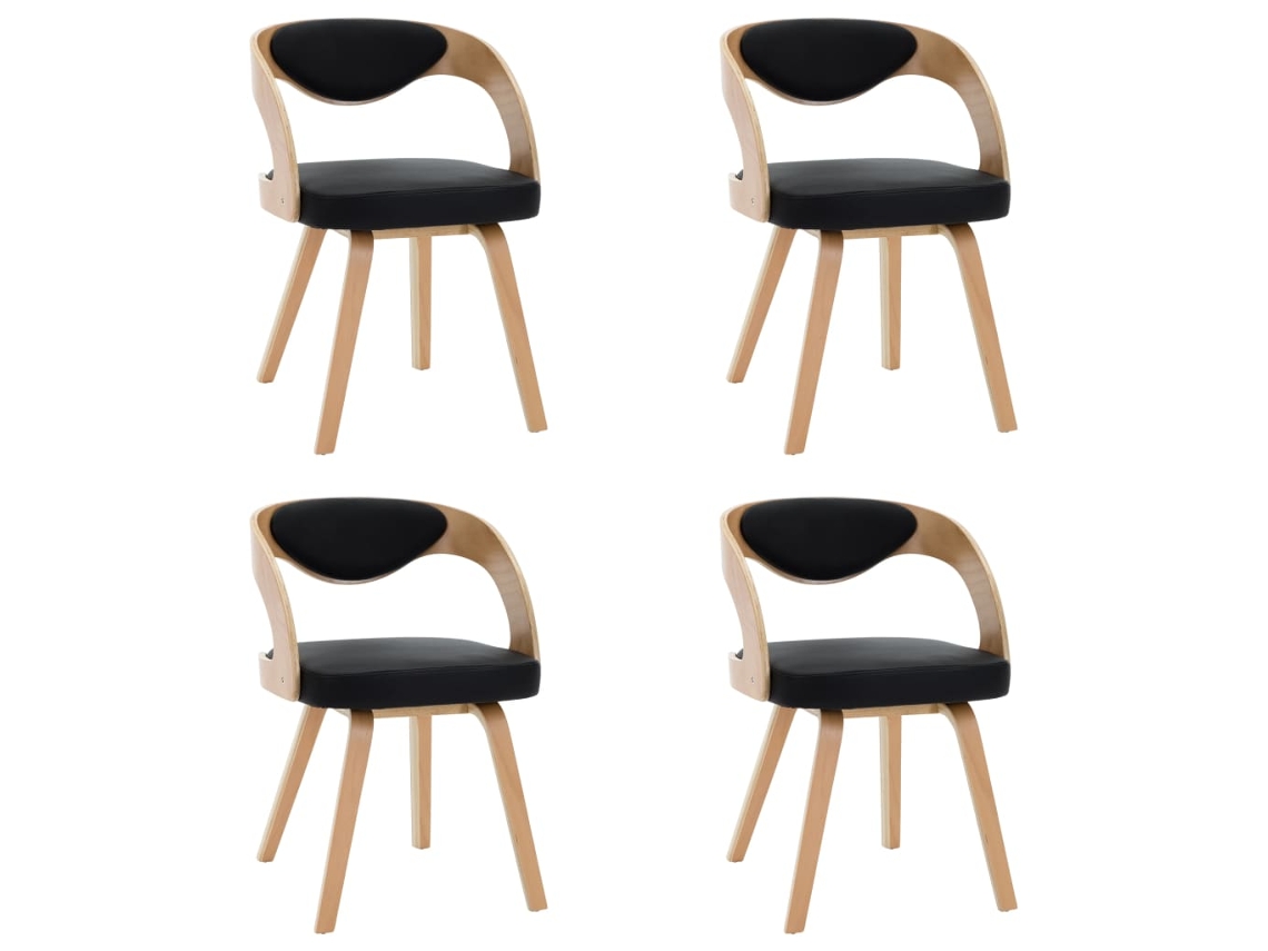 Maison Exclusive - Sillas De Comedor 4 Uds Madera Curvada Cuero Sintético Negro