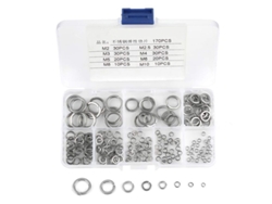Kit De 180 Arandelas Elásticas, 8 Tamaños, Acero Inoxidable 304 M2-m10 Con Estuche De Almacenamiento.