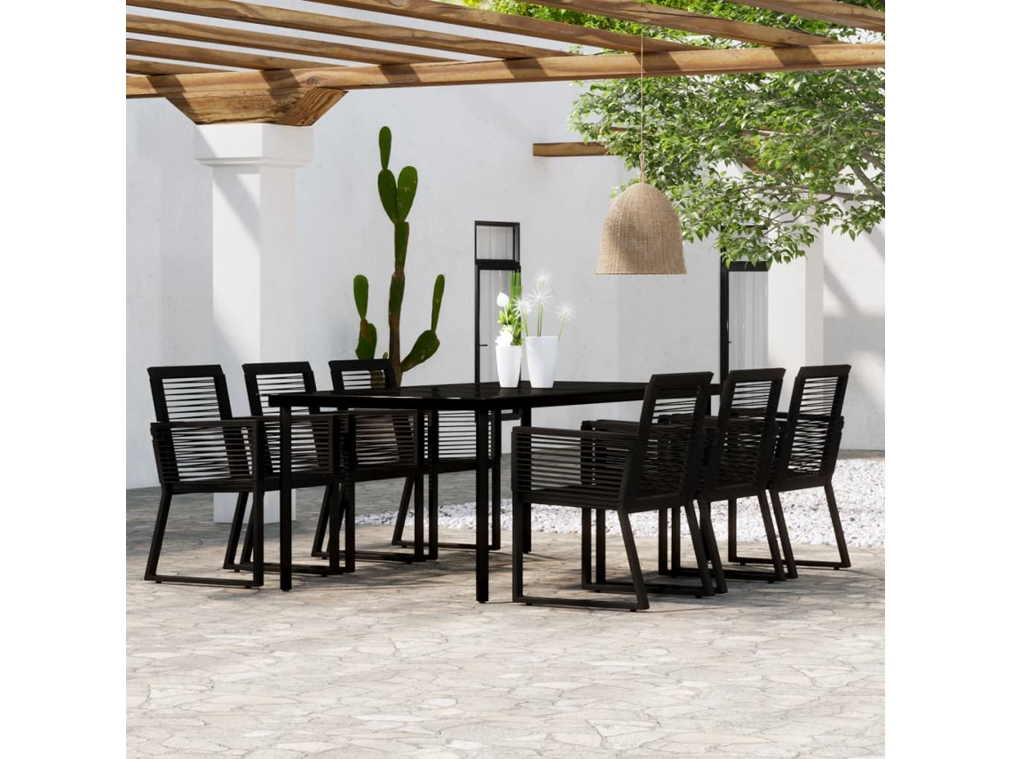 Juego de comedor de jardín de 7 piezas DKD Home Decor en negro