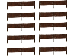 Paquete De 10 Borduras Para Jardin - 120 Cm X 20 Cm - Natural - Hecha A Mano - Para Parterres, Huertos, Camas - Vallas Para Jardin